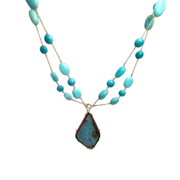 Collier di Amazonite con centrale di Larimar - immagine 2