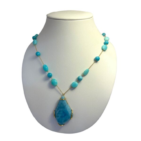 Collier di Amazonite con centrale di Larimar